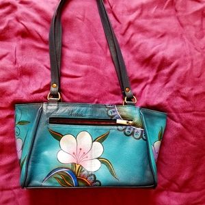 ANNA Blue Paisley Leather shoulder bag